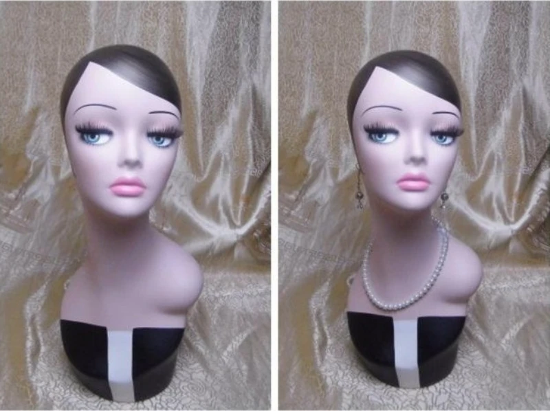 

Fiberglass Vintage Female Mannequin Dummy Head Manikin Doll Head for Wigs Hat Jewelry Display