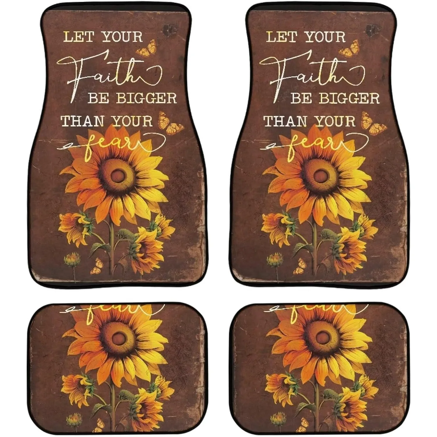 Sunflower Universal Car Floor Mats Designed For Women, Suitable For Suvs, Vans, Sedans, And Trucks, Available In A Set Of Four P