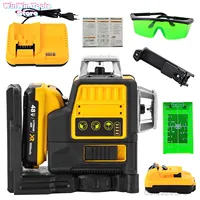 12 Lines Laser Level Horizontal Green Light Level Meter set Outdoor Surveying Tools 3D 360 Degree Vertical 12V Lithium Battery