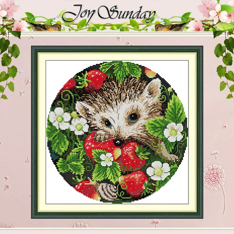 Little Strawberry Hedgehog Patterns Counted Cross Stitch Set 11CT 14CT 16CT HD Stamped Cross-stitch Kit Embroidery Needlework