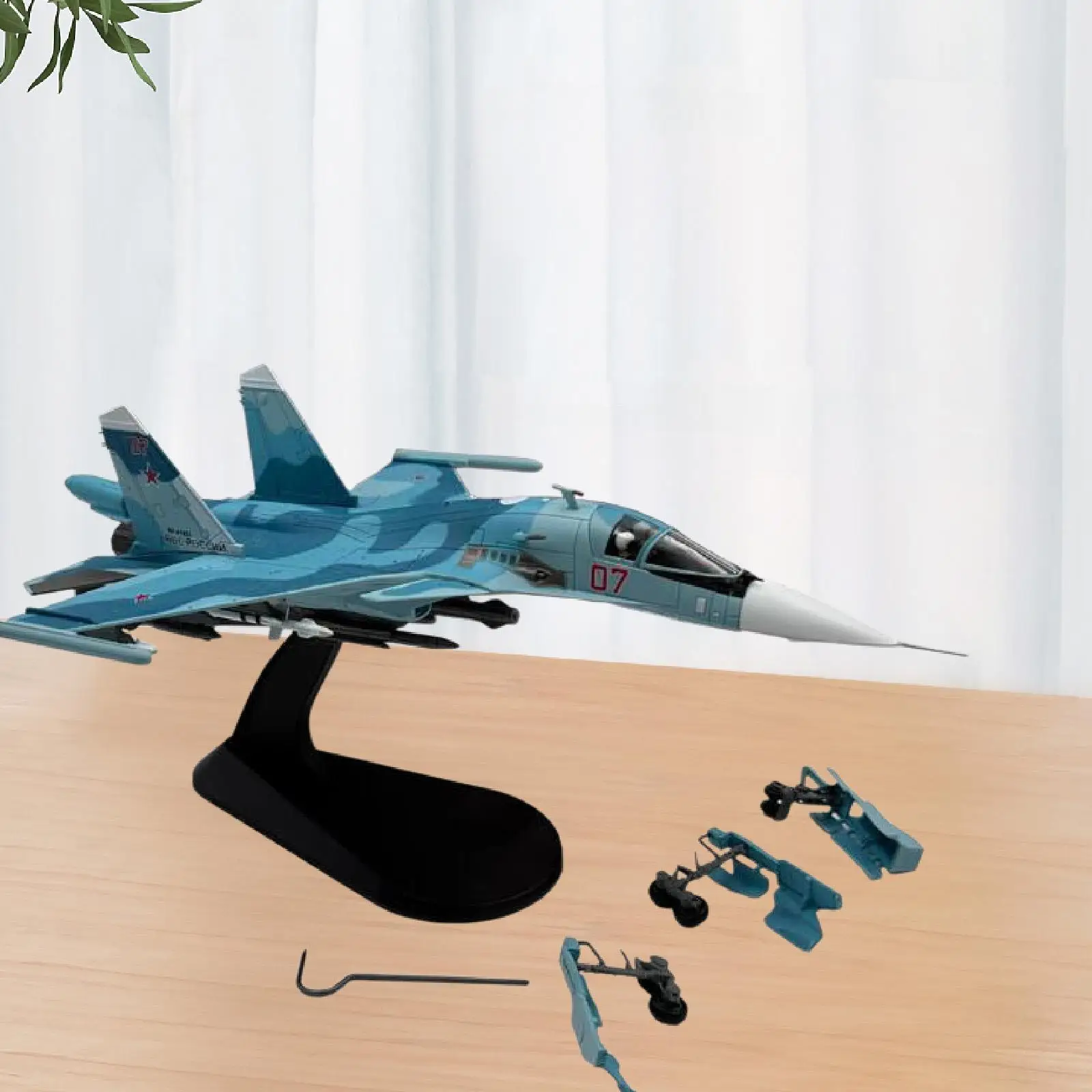 1/100 Fighter Model Aircraft Display Model Gift with Display Base Diecast Plane Russian Jet for Home Cafe Bedroom