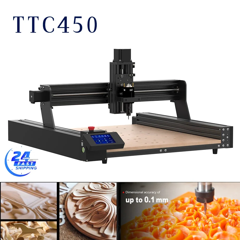 Twotrees TTC450 Router di CNC Fresatrice Macchina da taglio GRBLLaser Incisore per PCB acrilico PVC Metallo Alluminio 500W Motore mandrino