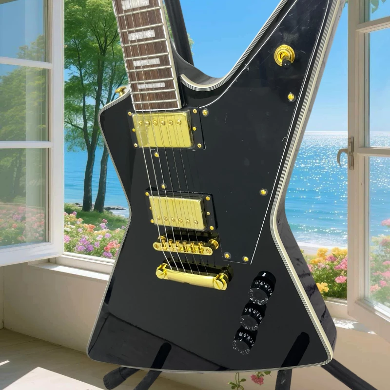 

41 Inch Black Gold Colour E Style Electric Guitar 22 Tone Position Gold Hardware Free Delivery Alien-Shaped Electric Guitar