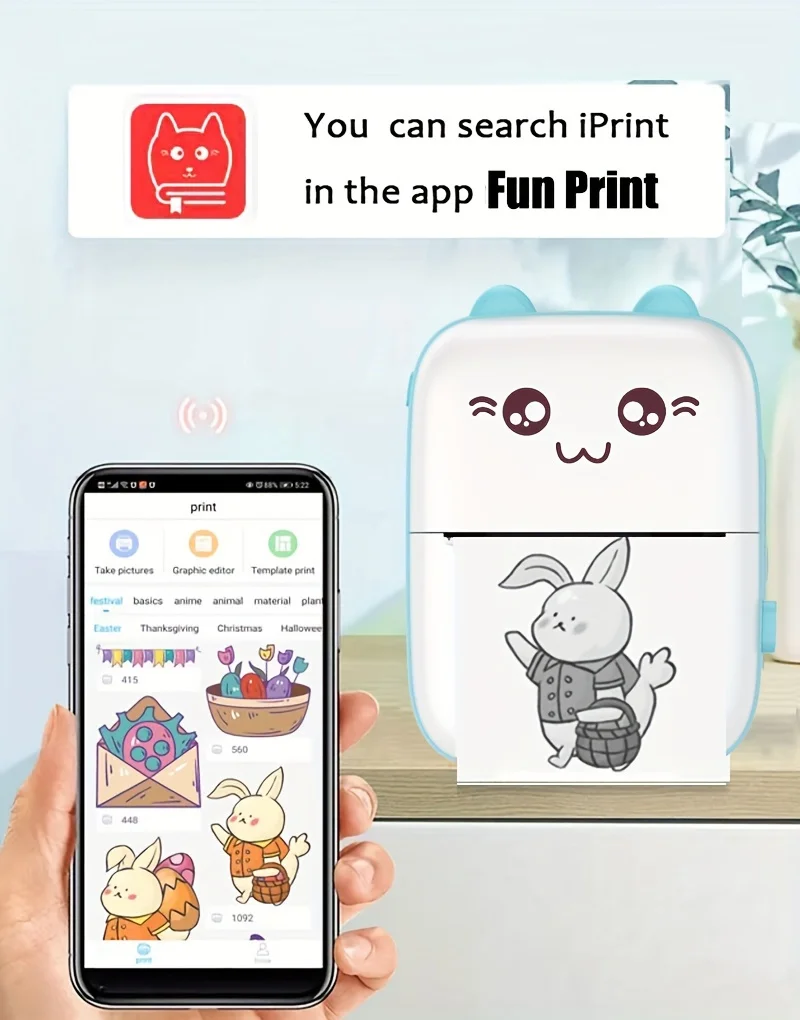 

Портативный термопринтер, мини-кошачий принт, карманный термопринтер для этикеток, 58 мм, беспроводные Bluetooth-принтеры, Android iOS