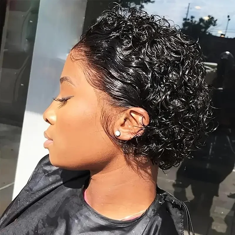 

Pixie Cut Water Wave Bob Wigs For Women 100% Human Hair Wigs Bob Natural Hair Line Pre Plucked 13x4 Lace Front Wigs Human Hair