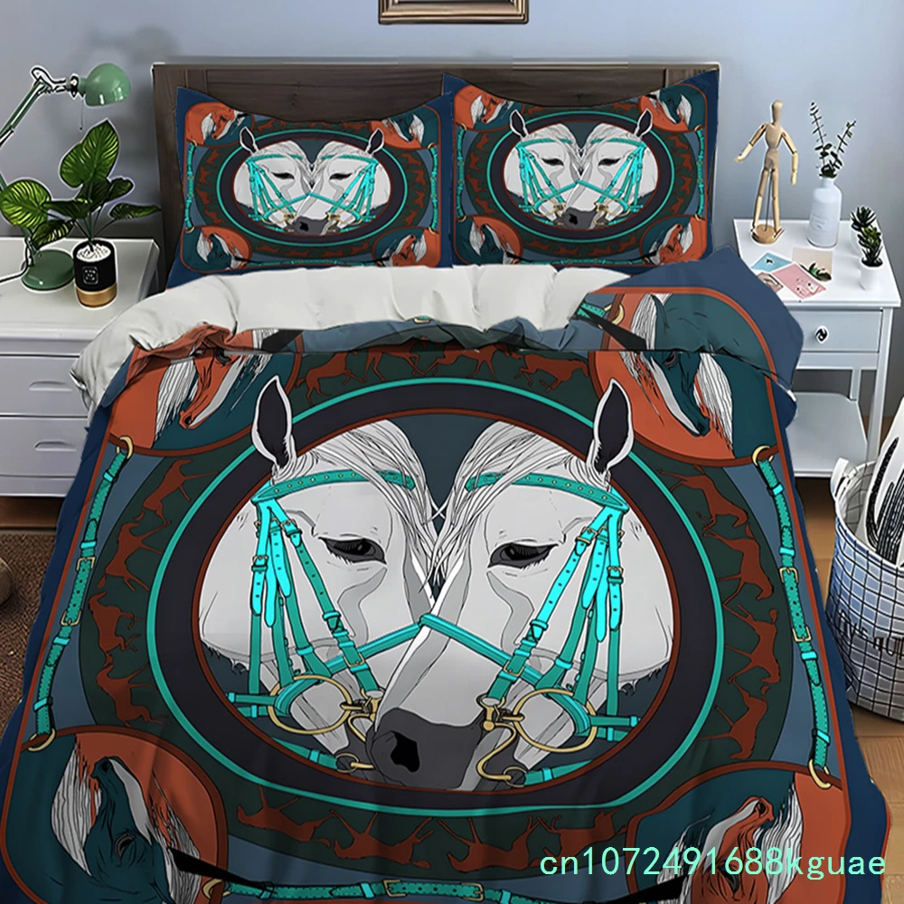 Retro Horse Harness Art Print Bedding Set Duvet Cover 1 Duvet Cover 2 Pillowcases Adult And Children Bedding Set Luxury Gifts