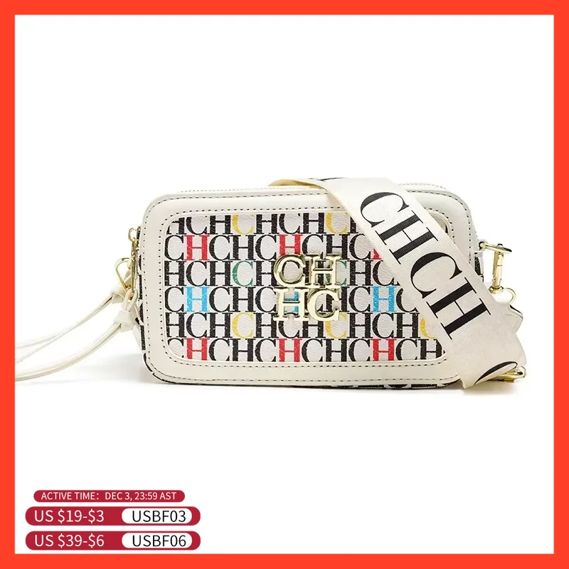 CH bolso cruzado para mujer, bolso de alta calidad con letras, bolso de hombro elegante a la moda para mujer, diseño cuadrado, Color sólido, clásico de moda