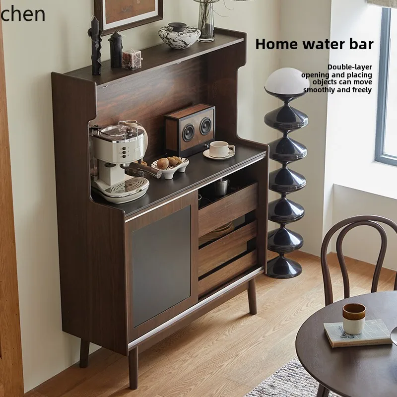 

JJ solid wood rock slab dining side cabinet integrated wall cabinet small apartment living room light luxury locker