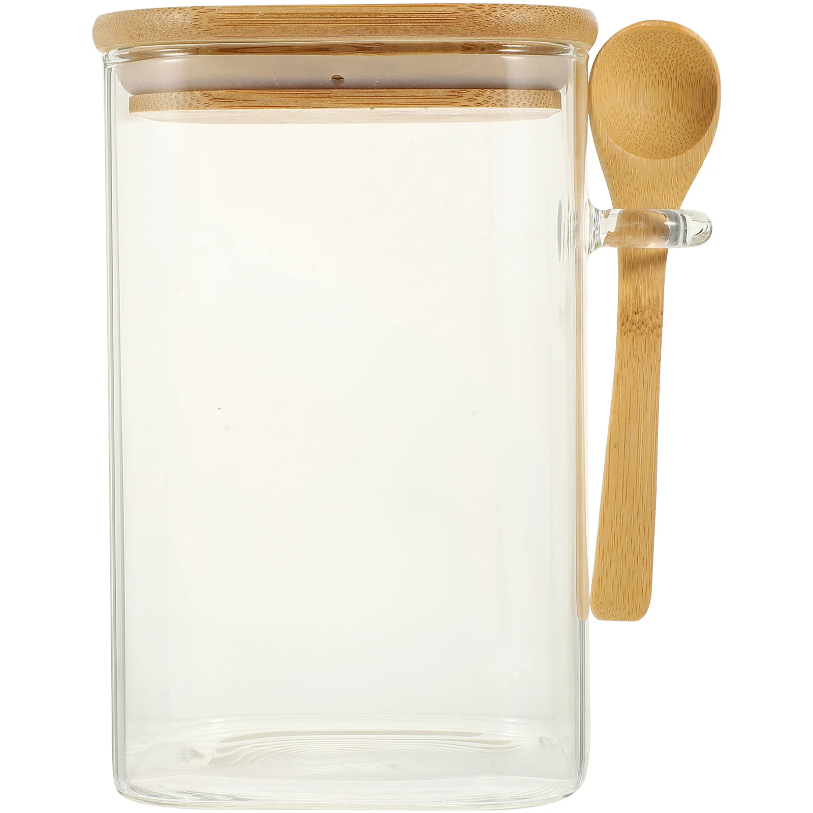 

1Set Kitchen Storage Jar Glass Sealed Container with Wood Lid for Grain Candy Snack Holder Kitchen Cereals Sealing Jar