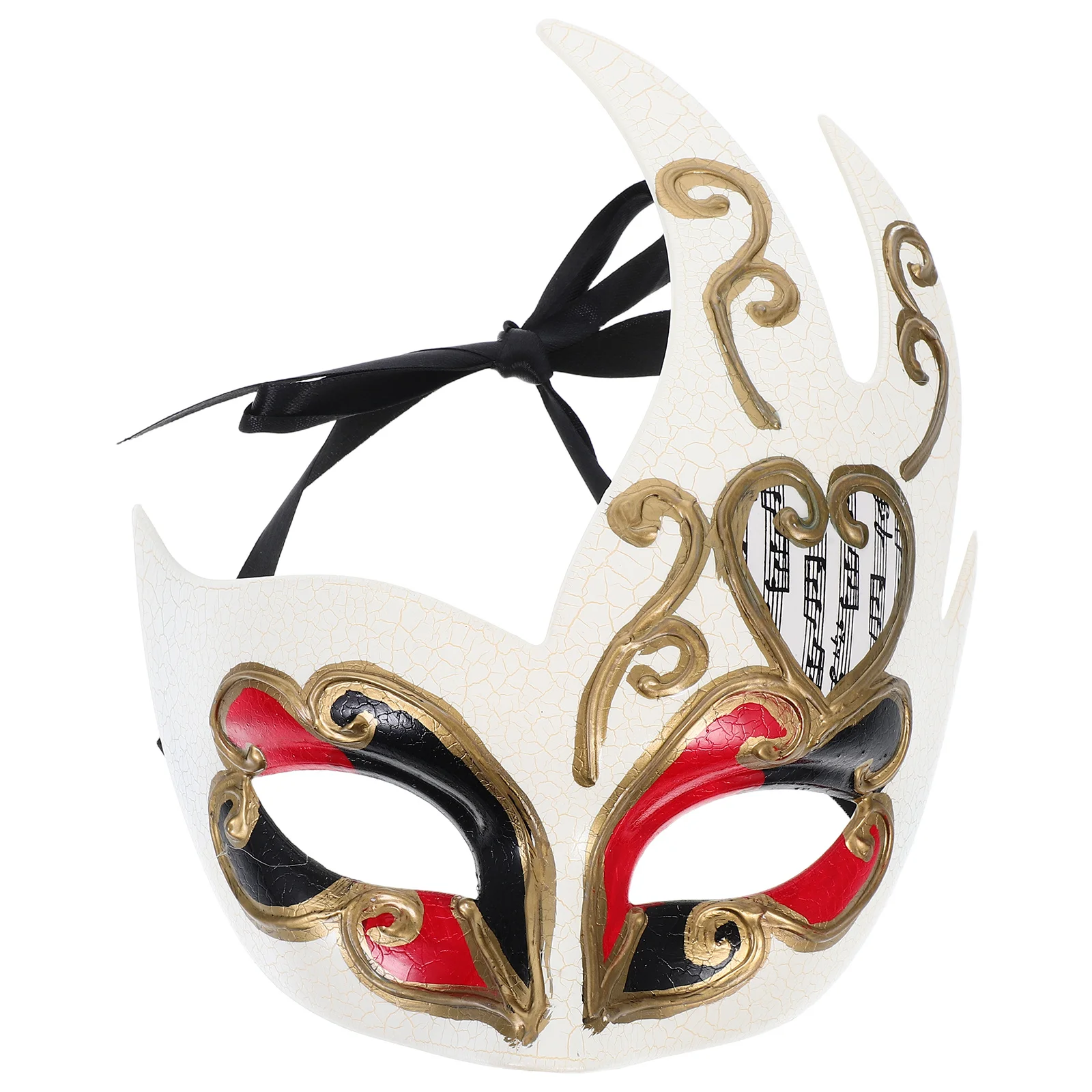 Chama rachado máscara vermelha premium plástico meia face masquerade alça ajustável para festa de carnaval traje bola evento decoração