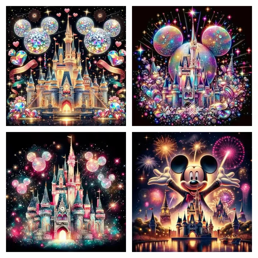 

Disney Diamond Painting Kits Stitch Angel Rhinestone Cartoon Embroidery with Heart and Roses 5D Full Art Landscape