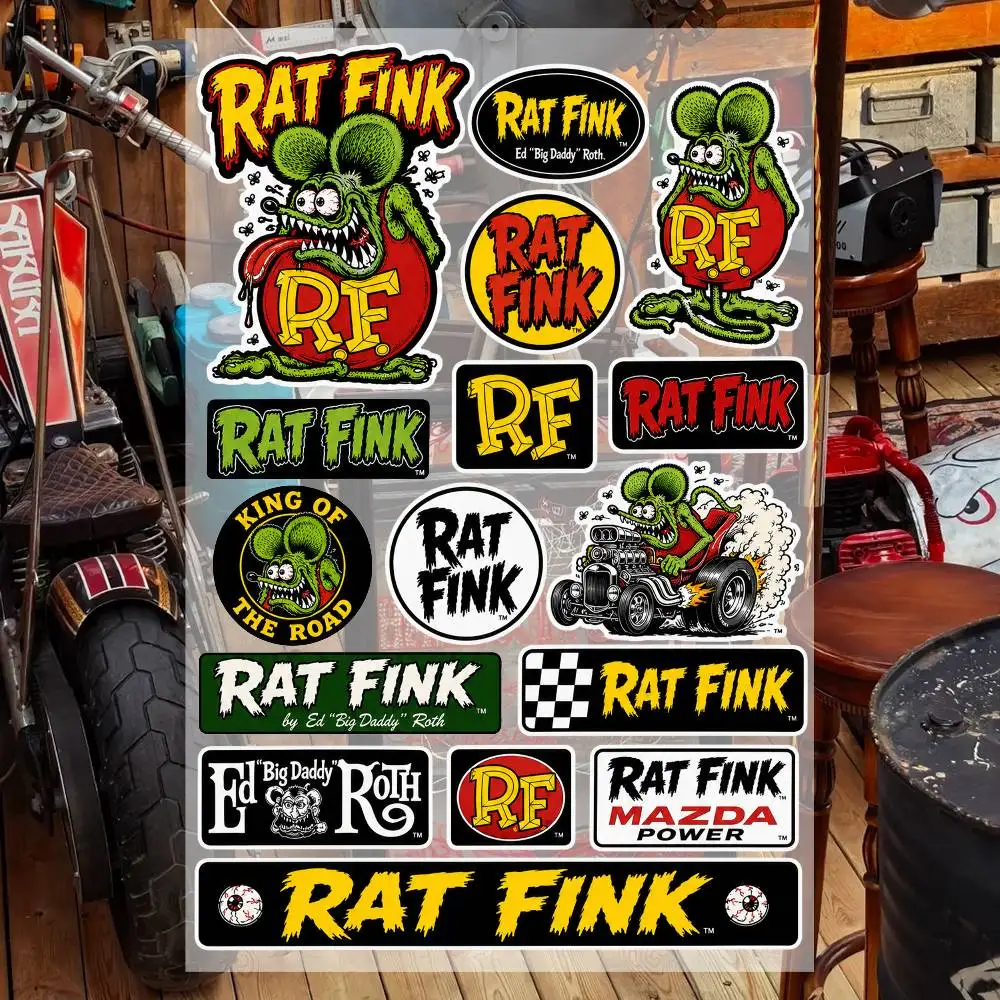 RA-t Fink 2 Aesthetic Graffiti Waterproof PVC Stickers for Car Motorcycle Skateboard Helmet Notebook