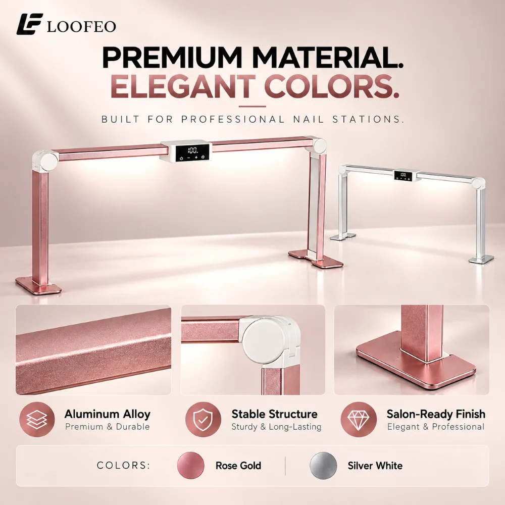 Bright Manicure Workspace 1PC LED Nail Desk Lamp 36W 480 LEDs Stepless Dimming Touch Control Foldable Frame With Detachable Feet