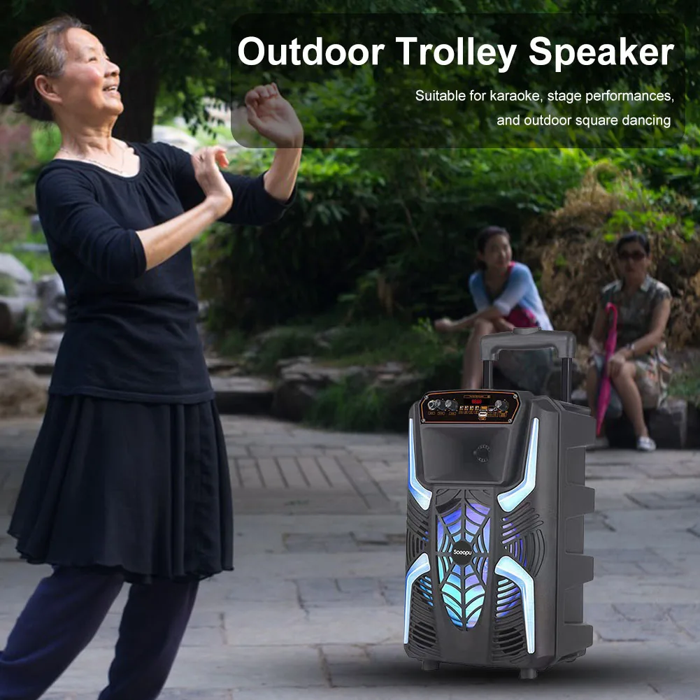 Outdoor Bluetooth-Compatible Speaker with Subwoofer with Remote Control & Microphone PA Speaker System Loud Speaker for Outdoor