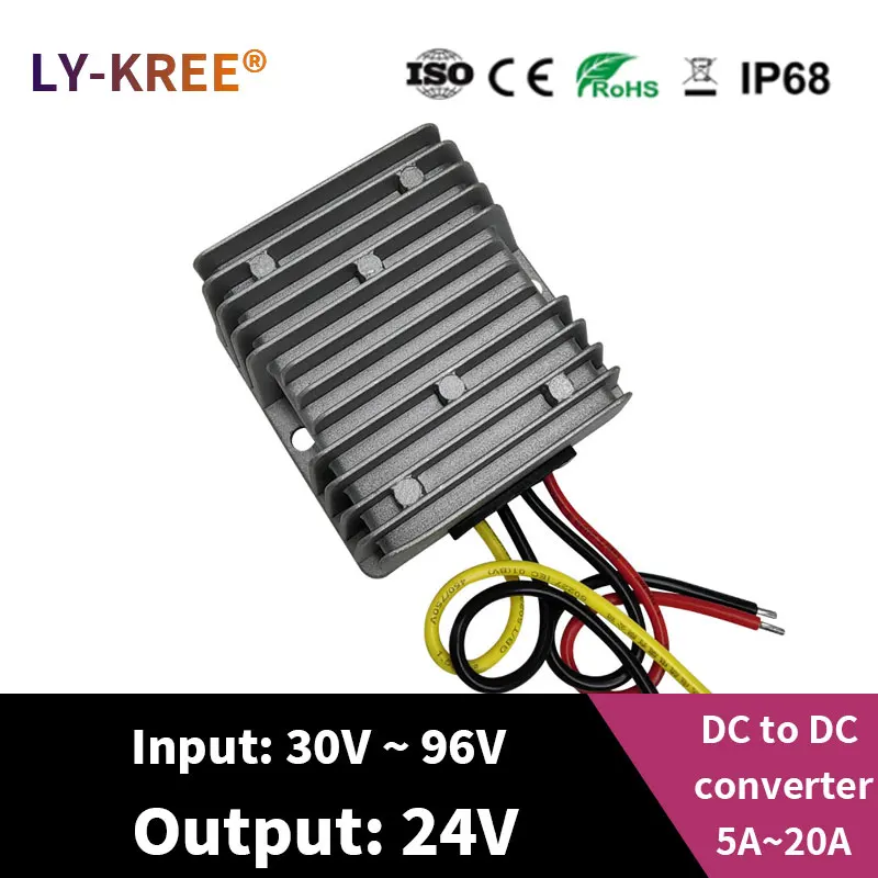 LY-KREE 36V 48V 60V 72V 80V to 24V DC to DC conversion converter 5A 10A 20A step-down modular transformer waterproof Buck module