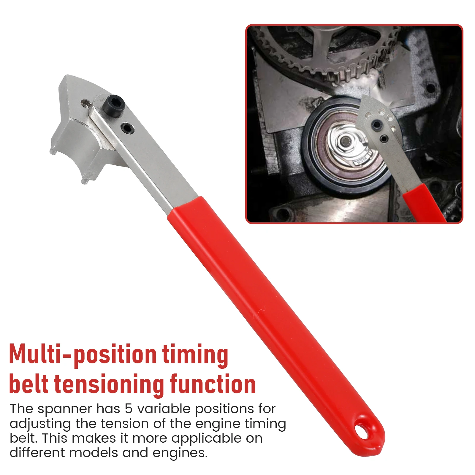 Aço carbono tensão ajustador chave, carro motor correia dentada tensor, polia chave inglesa, ferramenta de mão, novo