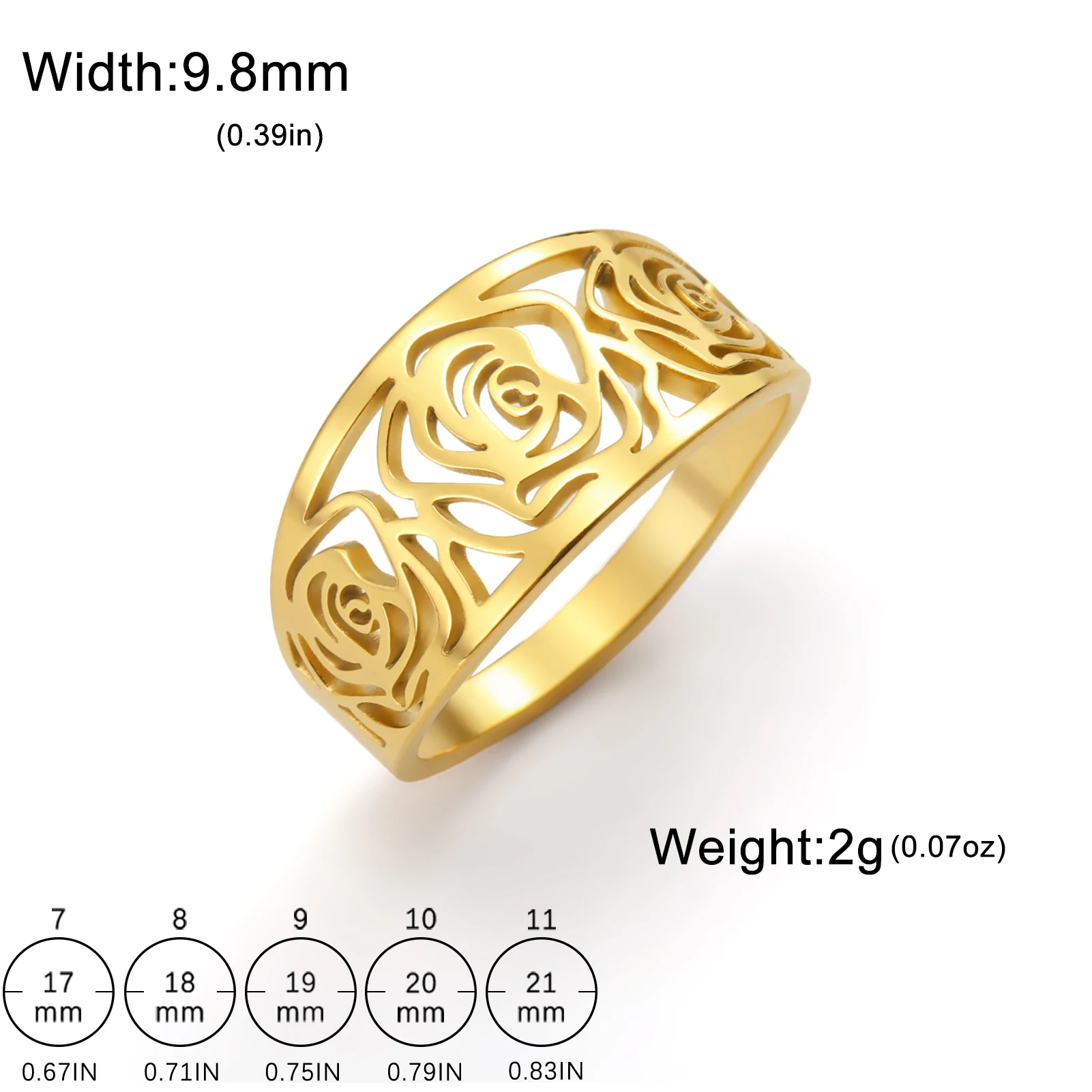 2026 Neuerscheinung Rose Damenringe Retro Edelstahl Goldfarben Täglicher Schmuck Sexy Accessoires für Frauen – Detail 16