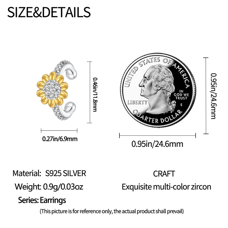 925 الفضة عباد الشمس أقراط مجوهرات فاخرة هدية للإناث فتاة حفلة الأزياء الأصلية Pendientes