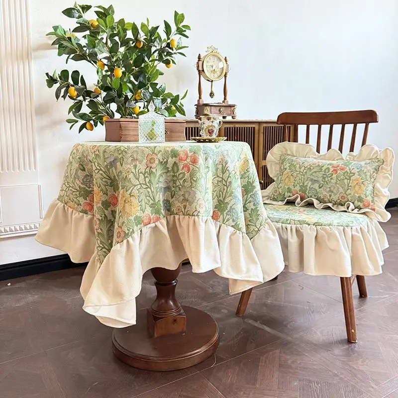 

French country tea table/dining table cloth dust cover, american round tablecloth, vintage print square tablecloth