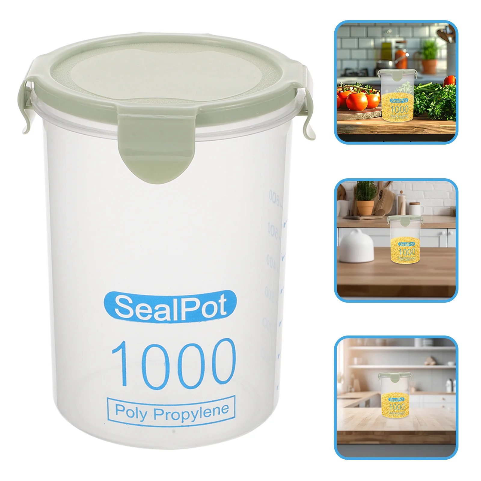 

1000ml Airtight Leakproof Food Storage Containers Cereal Snacks Transparent PP Plastic Dishwasher Safe Stackable