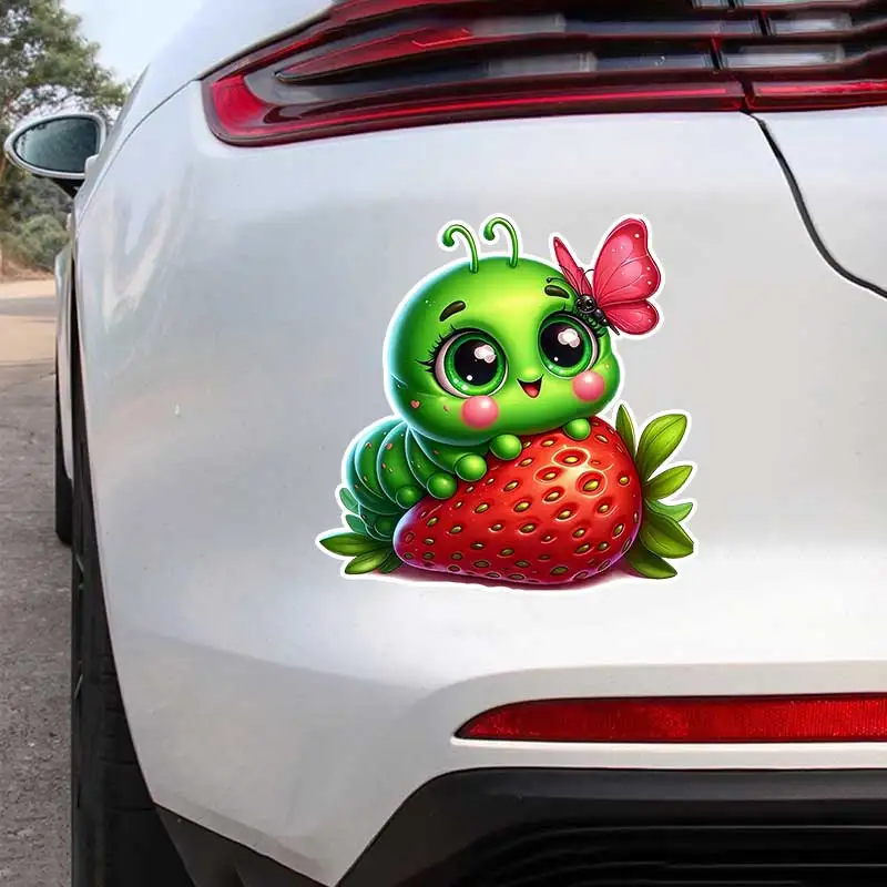 Strawberry Caterpillar Car Sticker Vinyl Decal Waterproof Rear Window Motorcycle Camper Bumper Truck Laptop Decoration SH1614