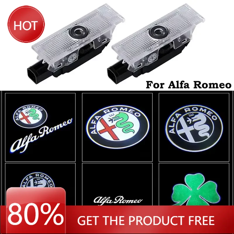 Cache-roues 2 pièces, projecteur de logo LED de bienvenue pour portière de voiture, pour Alfa Romeo Spider Giulia Giulietta 147 156 159 Mito Stelvio