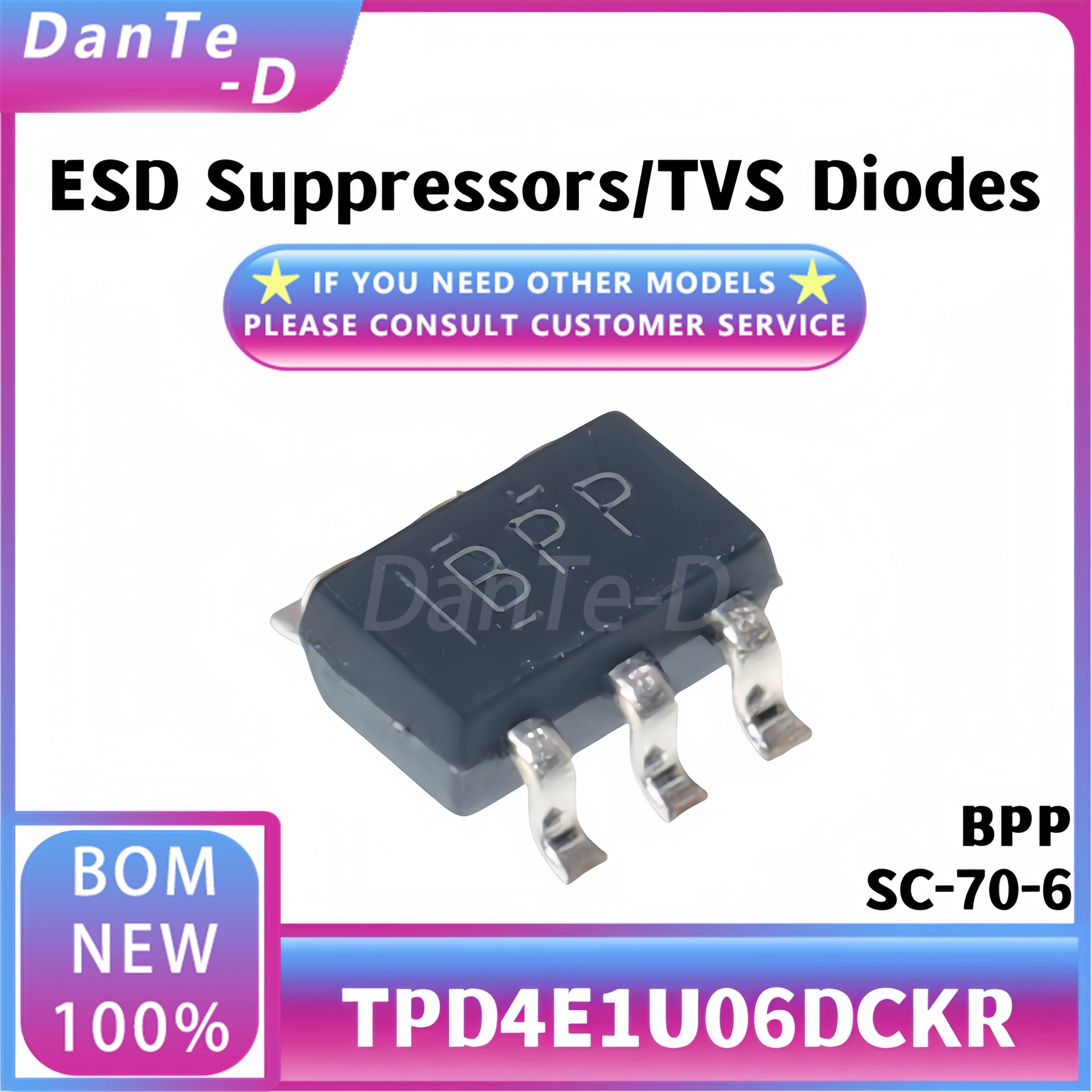 10PCS TPD4E1U06DCKR SC-70-6 Silkscreen BPP 4-channel ESD protection diode array Original authentic