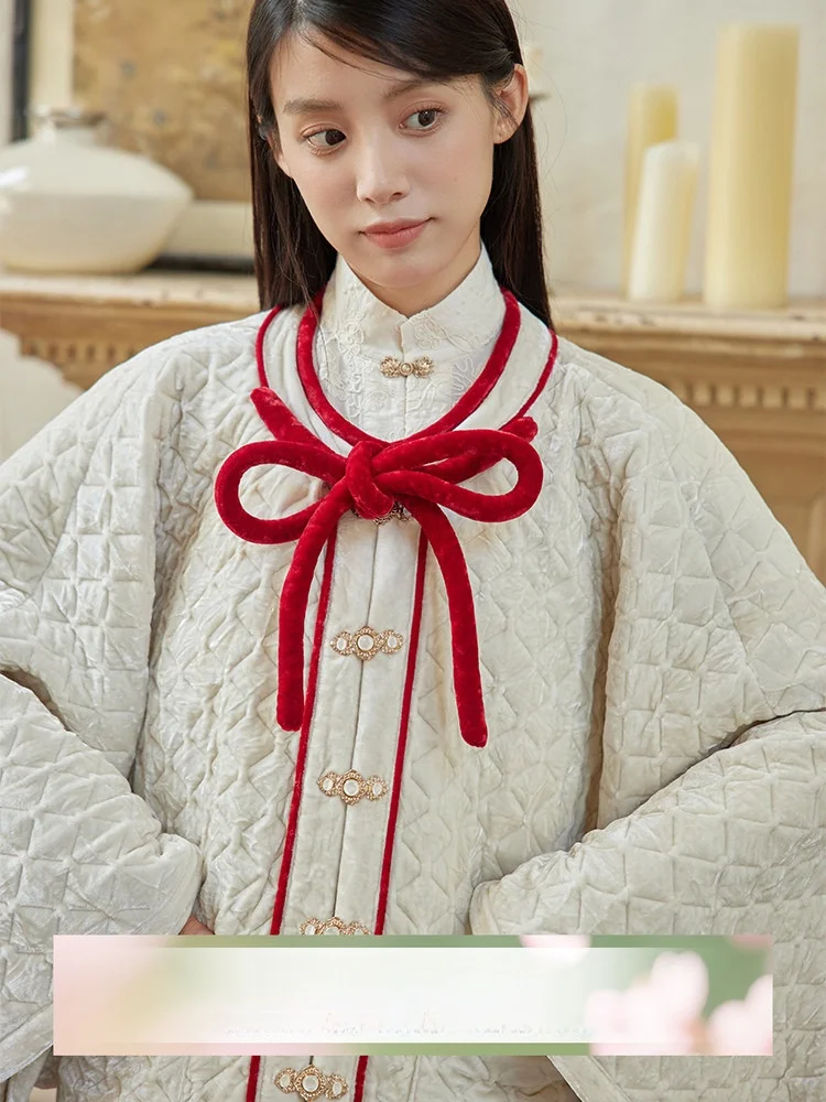 

Женское утепленное пальто из вельвета в национальном стиле, модель July Evening Original Hanfu Bru Snow Improved Round Ne ort Coat, теплая верхняя одежда