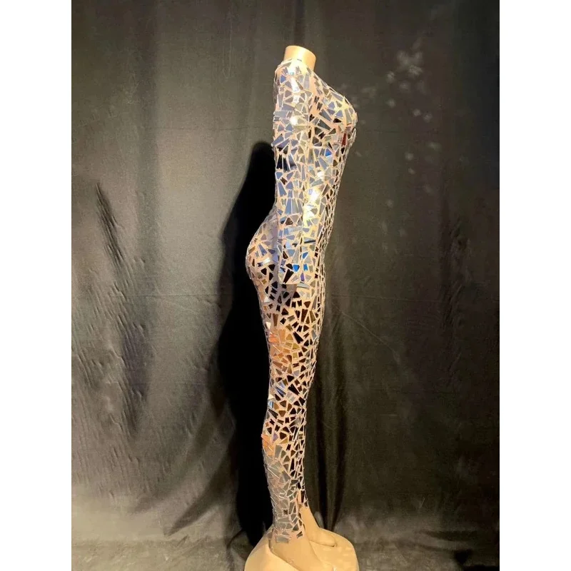 بذلة نسائية شفافة لامعة بأكمام طويلة ، حفلة ملهى ليلي ، زي عيد ميلاد ، مغنية ، ملابس مسرح راقصة ، مرايا ، موضة