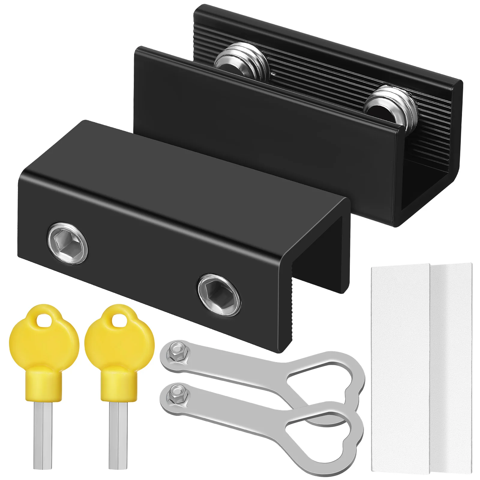 2 Sets Sliding Window Locks Black Security Child Proof Latch Metal Buckle Key Safety Glass Door Stops Hardware Window Guards