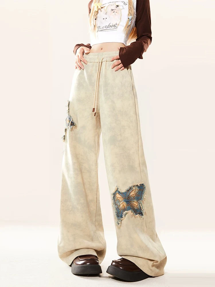 

American High Waist Straight Leg Jeans Female Loose New Apricot Retro Woman Pants Fashion Street Casual Loose Chic Women Jeans