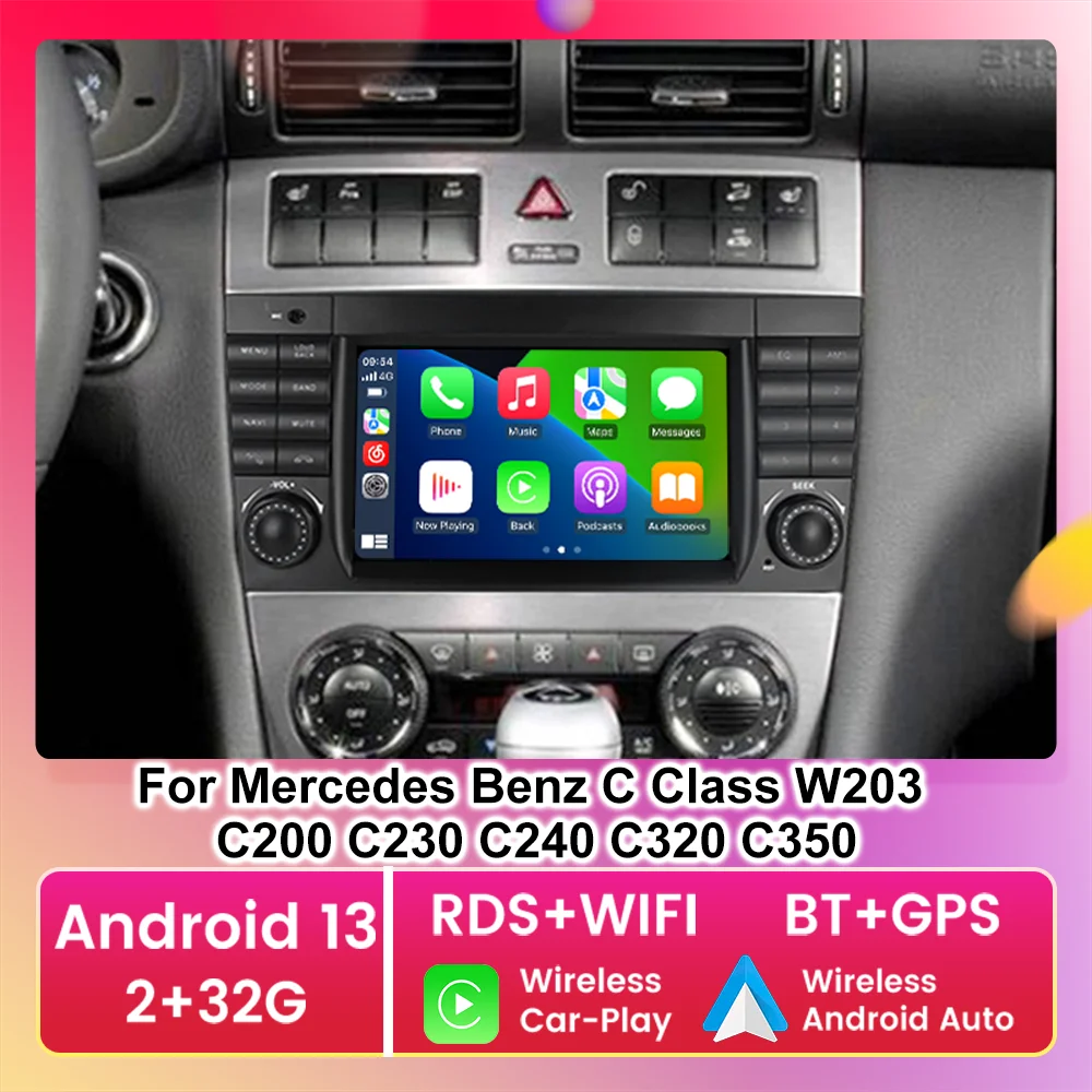 Android OS All in one 2 Din Car Radio Multimedia player GPS CarPlay For Mercedes Benz C Class W203 C200 C180 C220 CLK240 CLK320