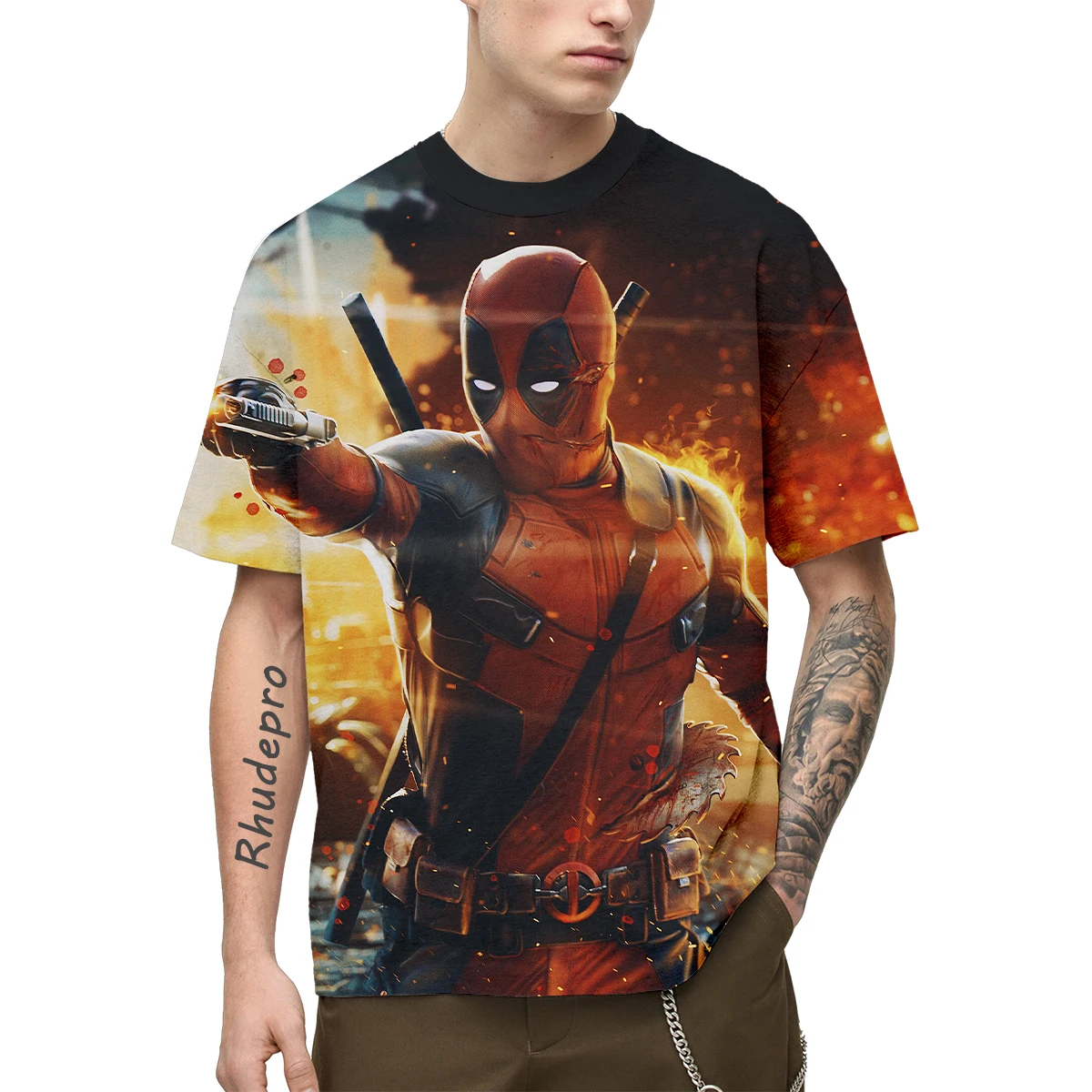 Miniso-Camiseta de manga corta para hombre, camisa con estampado 3D de Iron Man Venom, informal, transpirable, divertida, de verano, nueva