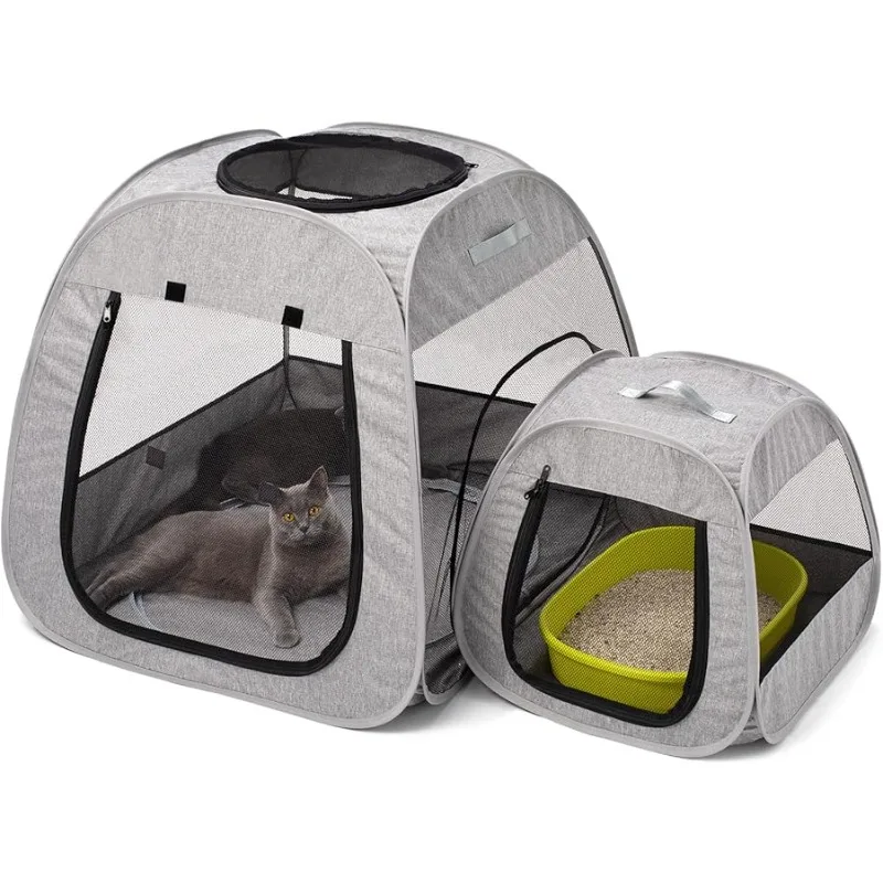 

Portable Cat Playpen, Trapezoidal Design for Better Standing, Foldable Pet Tent for Indoor and Outdoor Use of Kitten and Puppy,