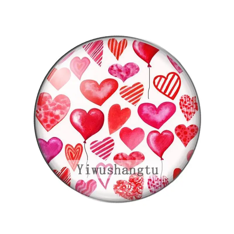 New sweet heart love valentine\'s day 8/10mm/12mm/18mm/20mm/25mm Round photo glass cabochon demo flat back Making findings ZB0543