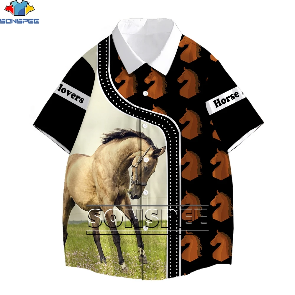 

SONSPEE 3D Print Beautiful Horse Graphic Hip Hop Hawaiian Shirt Men Women Love Horse Harajuku Shirt Beach Short Sleeve Blousers