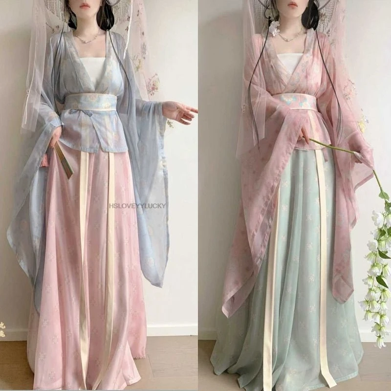 

Chinese Original Hanfu Female Ru Skirt Chinese Style Daily Spring And Summer Chiffon Hanfu Set Dress Weijin Fairy Hanfu Dress