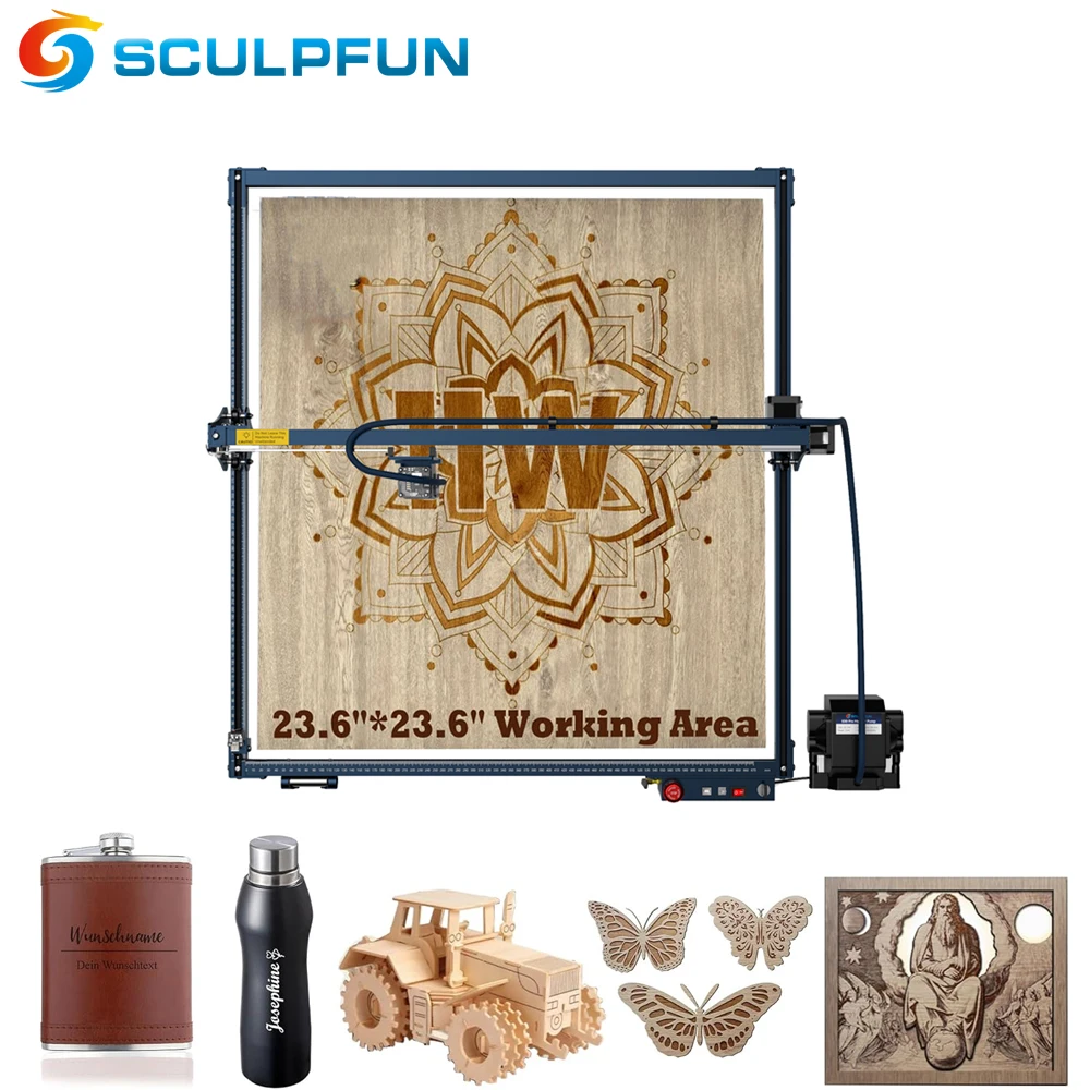 

SCULPFUN S30 Ultra 11W Laser Engraver with Automatic Air Assist Replaceable Lens Laser Engraving Machine 600*600mm Working Area