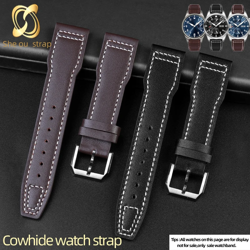

Leather Watch Strap For IWC PILOT'S WATCHES PORTUGIESER Mark XVIII Watch Band 20mm 21mm Black Brown Watch Chain