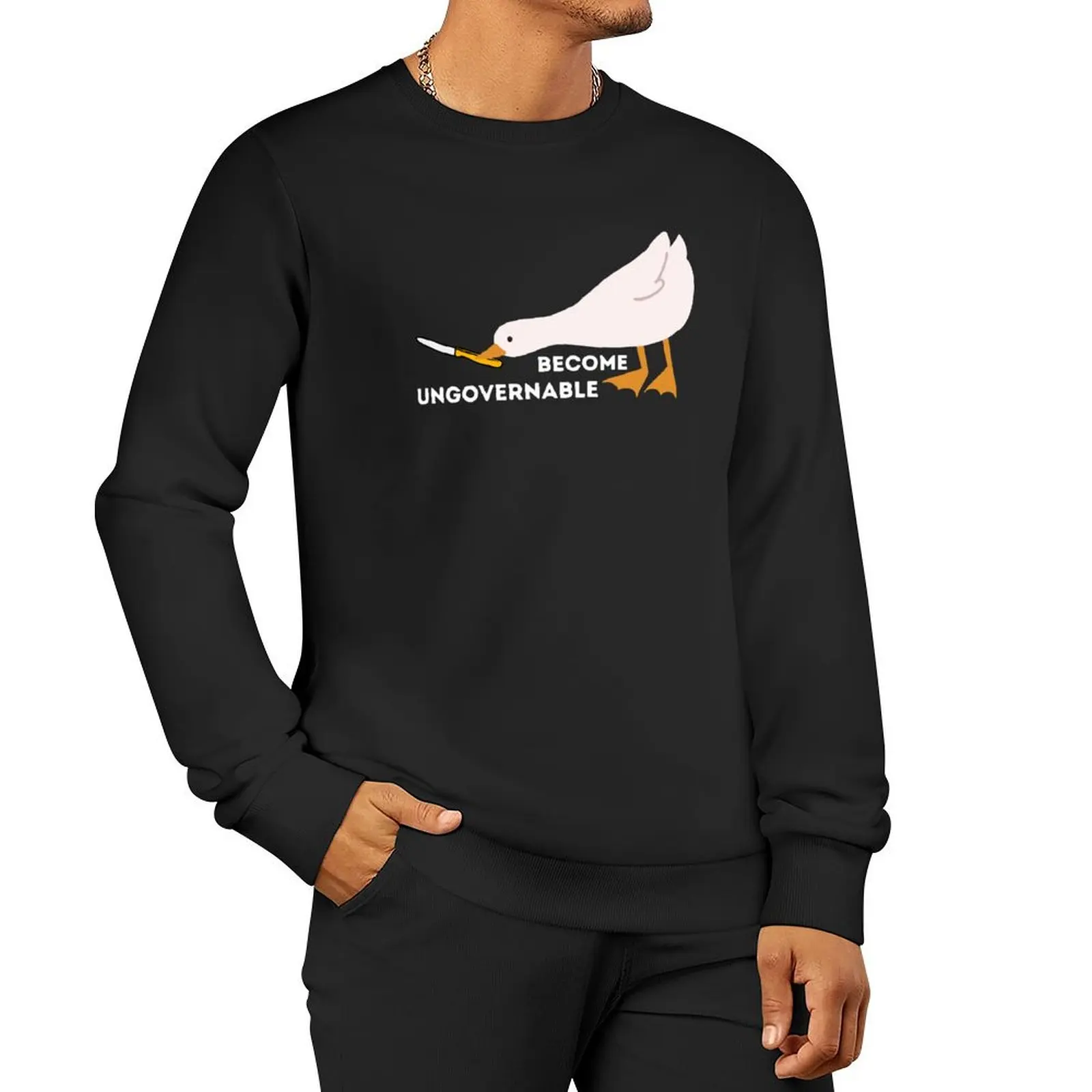 Become Ungovernable Duck With Knife Funny Pullover Hoodie men's sweat-shirt sweatshirt men