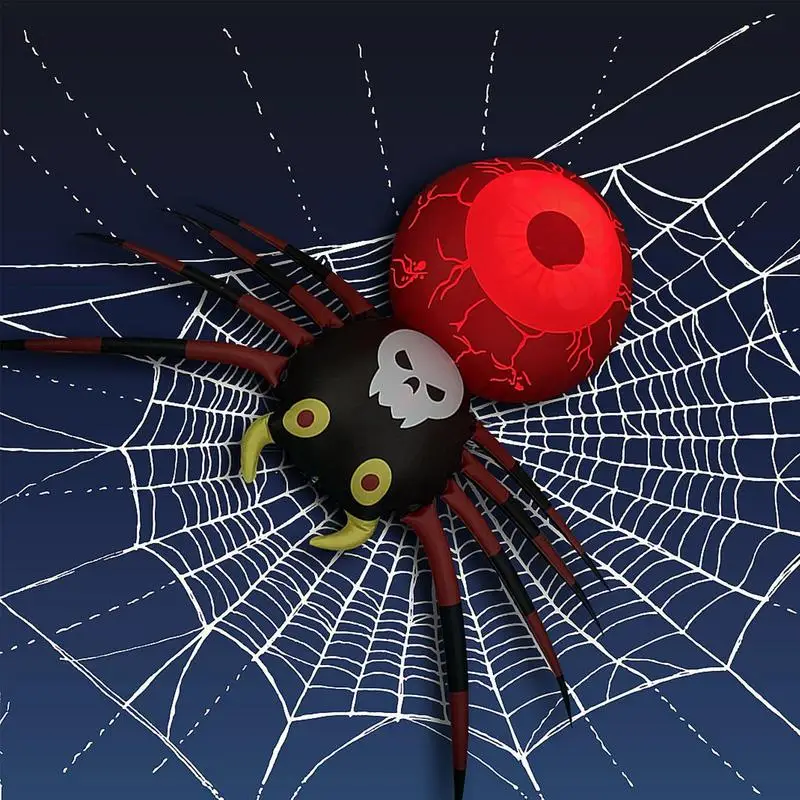 Inflatable Yard Spider LED Light Halloween Blow Up Decorations Outside Inflatable Spider 3.6x3.4 Ft For Terrace Haunted House