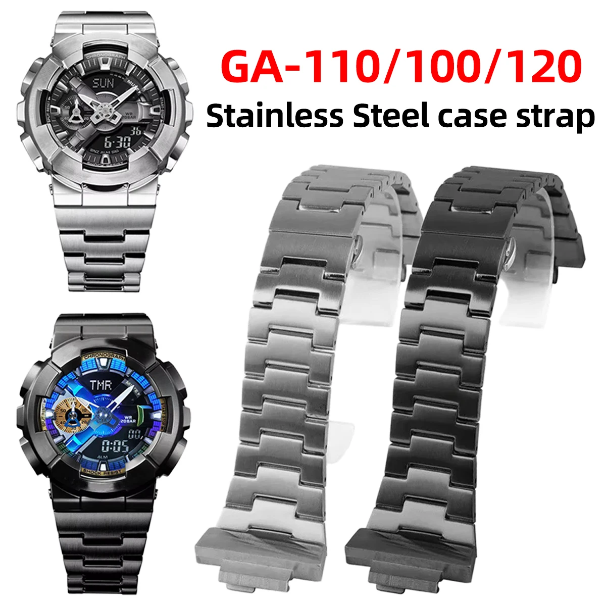 

Комплект корпуса и ремешка из нержавеющей стали GA110 для Casio G-SHOCK GA-110/100/120 GA110GB, сменный металлический ремешок для часов из нержавеющей стали.