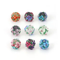 1PC Fashion Lampwork Glass Encased Flower Leaves Beads Round Colorful Spacer Beads DIY Making Necklace Jewelry Gifts,13mm x 13mm