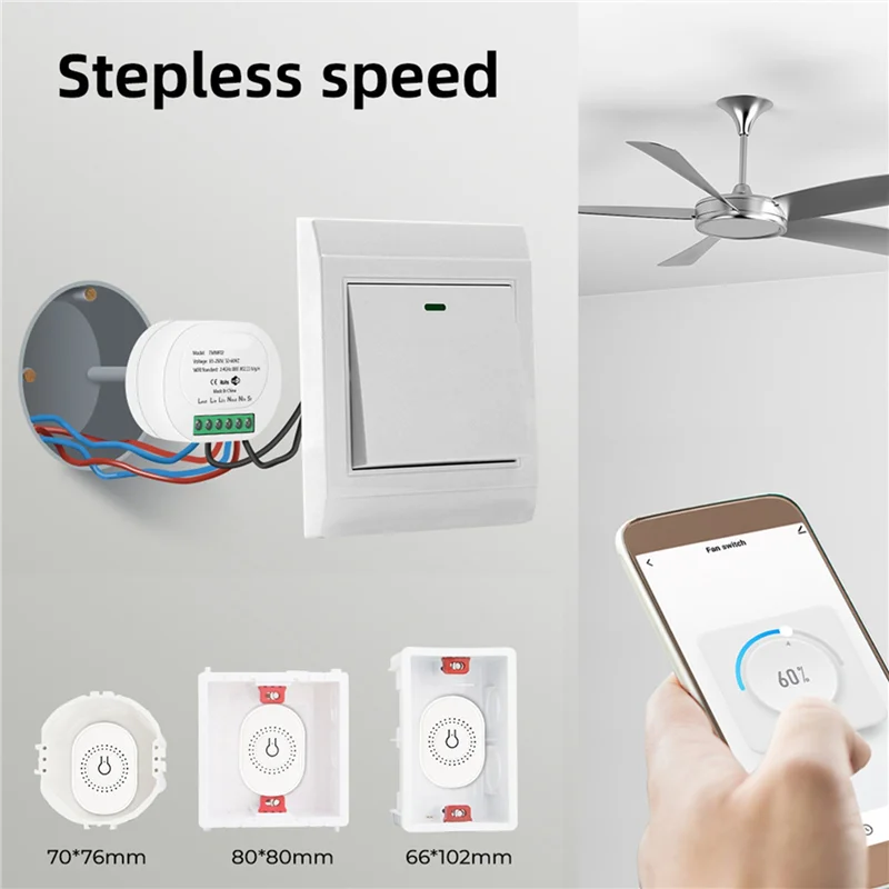 APPLIA-3X Tuya Smart Wifi Fan Ceiling Fan Switch Module Dual-Mode Reset Voice Switch Controller For Alexa Google Home White