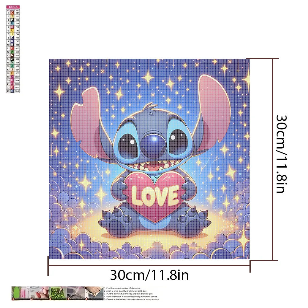 30x30 Diamond Painting Big ears Stitch Semi-Finished Product Unframed Children's Version for Kids Art Craft Project DIY