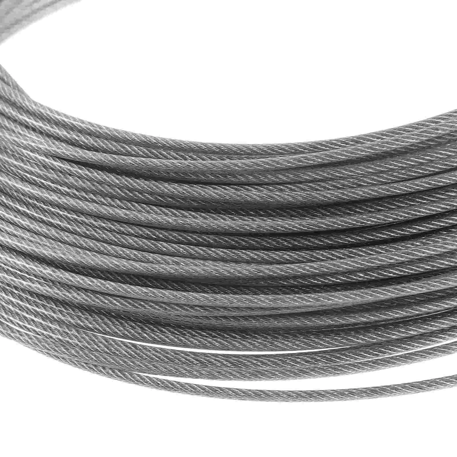 Stainless Steel Coated Wire Rope Light String Suspension Kit Garden Fence Roll Set (30 Meter Set) Cable Rigging Thimble Silver