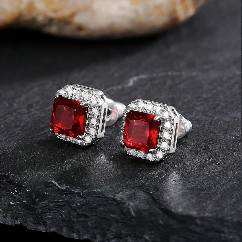Huitan Ohrstecker mit rechteckigem/quadratischem grünem kubischem Zirkon für Damen, elegante Party-Accessoires, Jahrestagsgeschenk, zeitlose Damen-Ohrringe – Detail 33