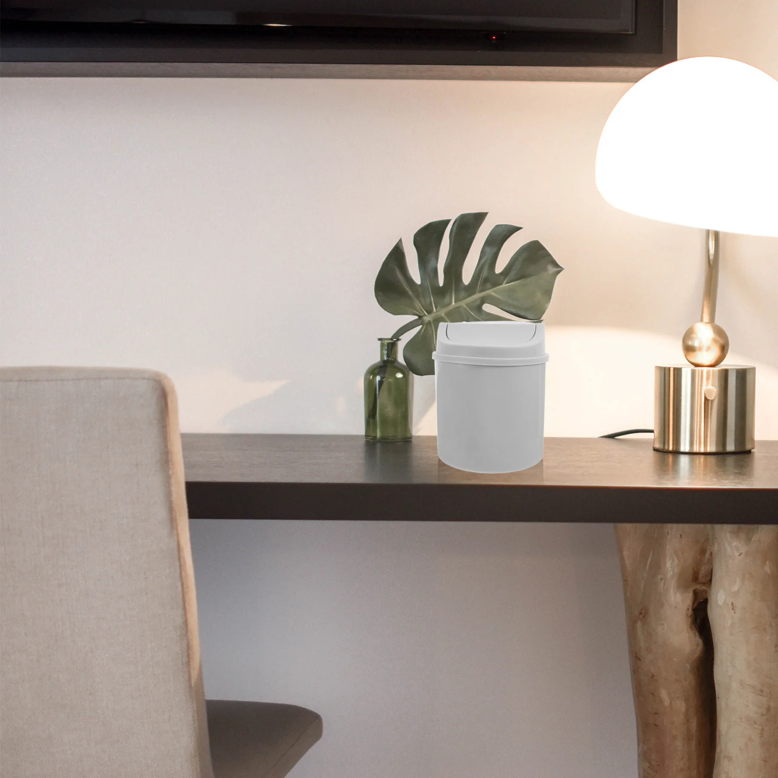 

2L Mini Trash Can for Desk Compact Tabletop Garbage Can with Rotating Lid Modern Stylish Waste Receptacle for Office Home