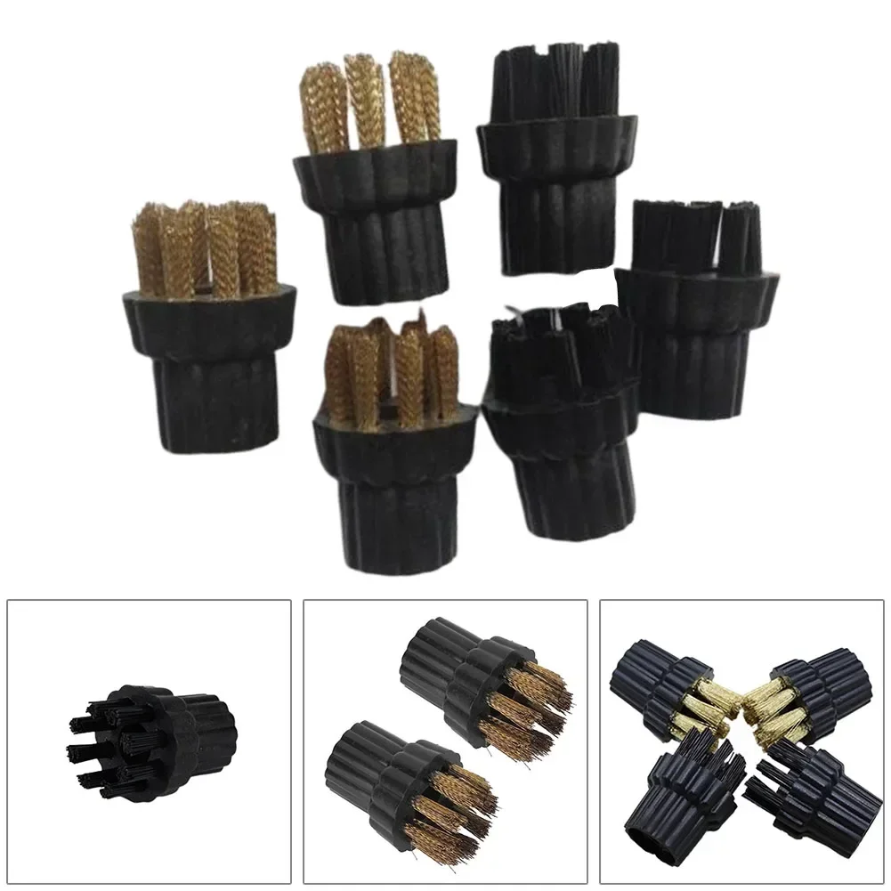 

6pcs Steam Cleaner Brass Nylon Brush Head Replacement Parts Fit For Steam Mop X5 Steam Cleaner Brass Components Head Parts