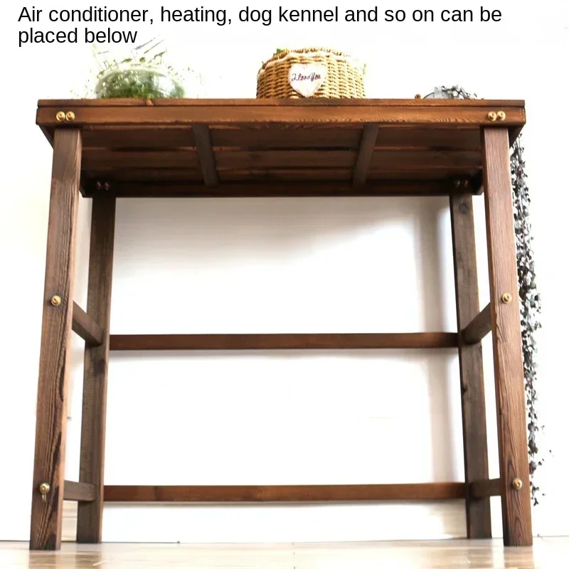 Anti-Corrosion Flower Rack - Solid Wood Stand for Air Conditioning Units, Outdoor Plant Shelf for Balcony, Patio Holder.